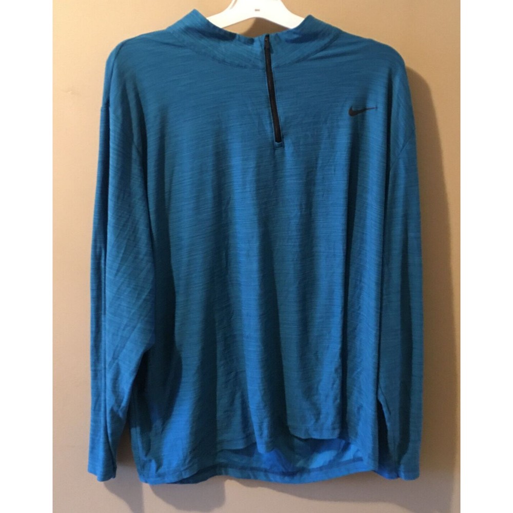 Nike Pullover Men's 3XL Blue Quarter Zip Long Sleeve Dri Fit Active Lightweight